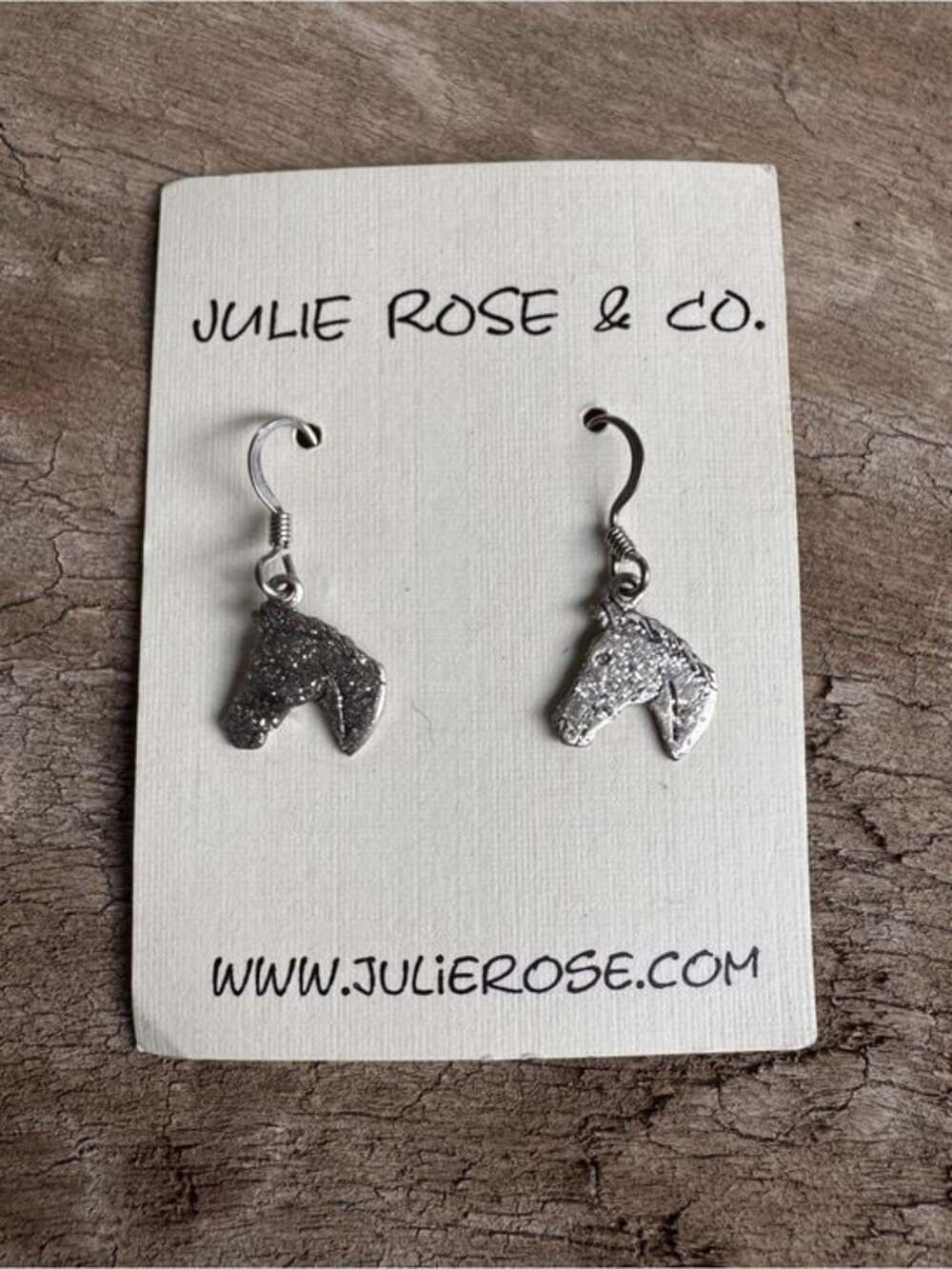 Silver Horse Head Dangle Earrings